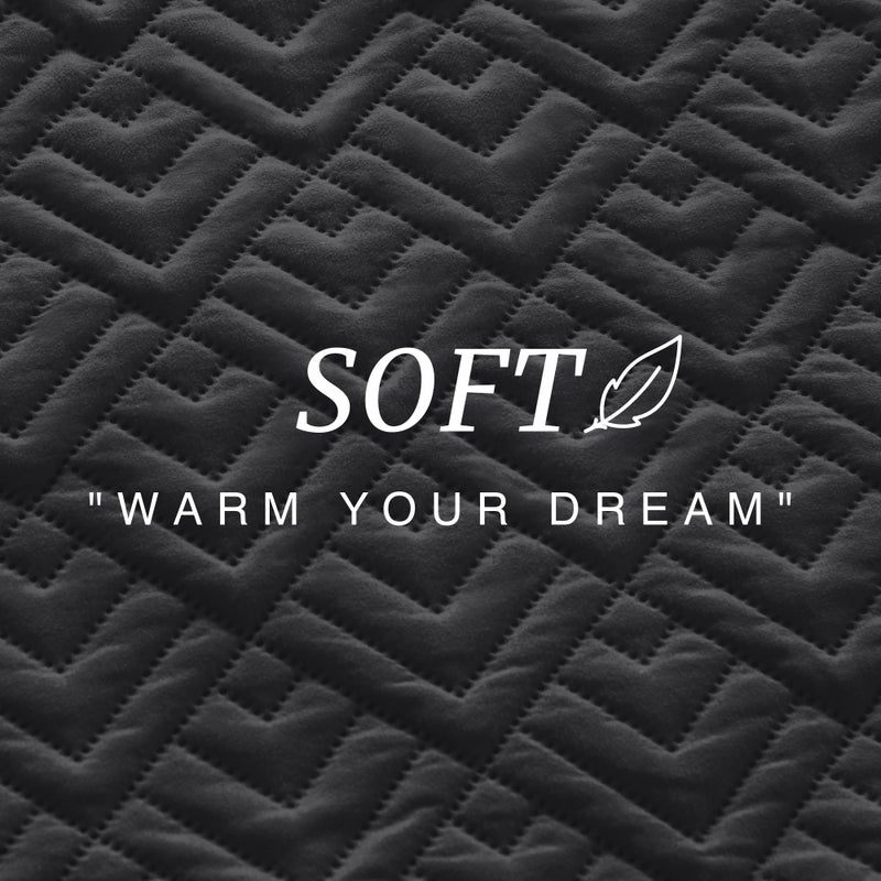EXQ Home Quilt Set Twin Size Black 2 Piece,Lightweight Soft Coverlet Modern Style Squares Pattern Bedspread Set for All Season(1 Quilt,1 Pillow Shams) - Image 5